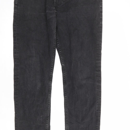 H&M Mens Grey Cotton Straight Jeans Size 32 in Regular Zip
