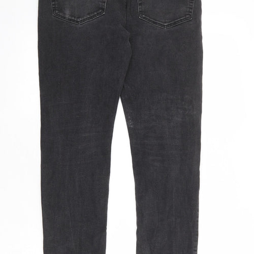 H&M Mens Grey Cotton Straight Jeans Size 32 in Regular Zip