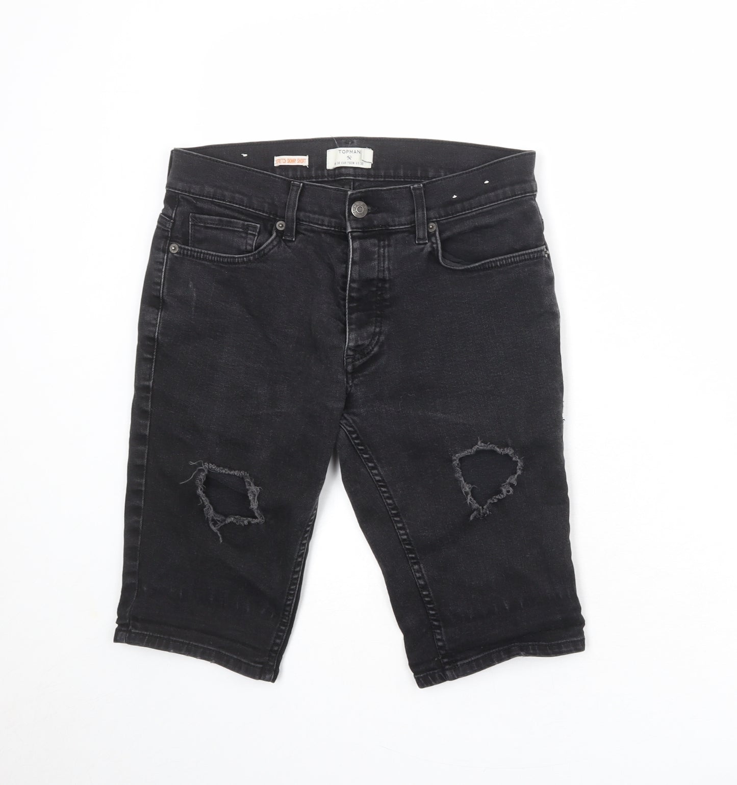 Topman Mens Grey Cotton Chino Shorts Size 30 in Regular Button
