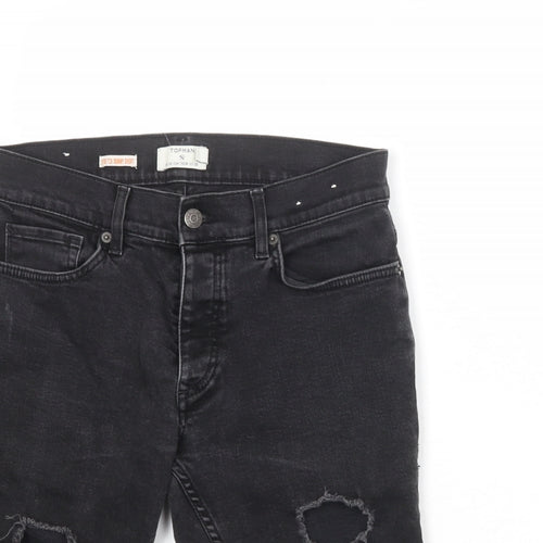 Topman Mens Grey Cotton Chino Shorts Size 30 in Regular Button