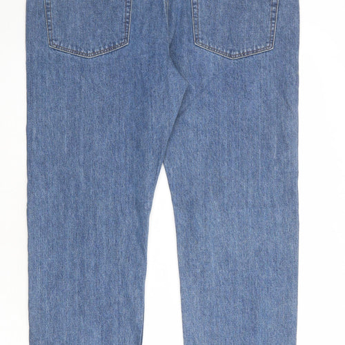Marks and Spencer Mens Blue Cotton Straight Jeans Size 40 in Regular Zip