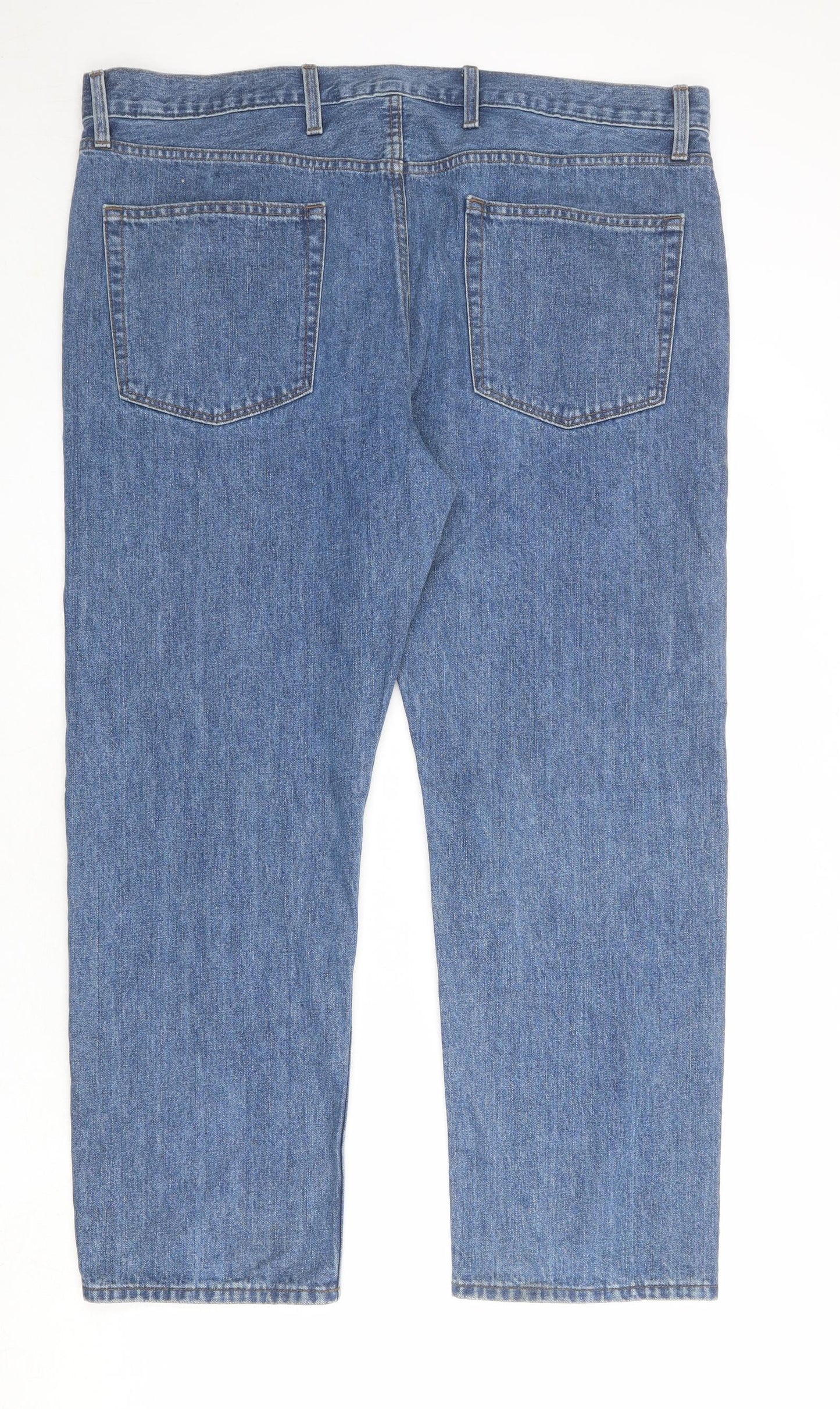 Marks and Spencer Mens Blue Cotton Straight Jeans Size 40 in Regular Zip