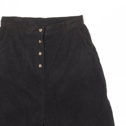 C&A Womens Brown Cotton A-Line Skirt Size 18 Button