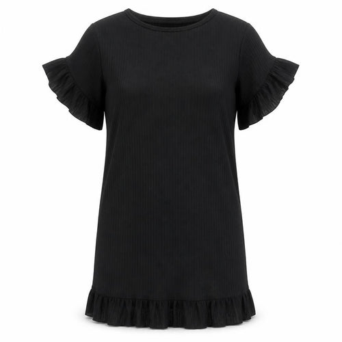 I SAW IT FIRST Womens Black Polyester T-Shirt Dress Size 10 Round Neck Pullover
