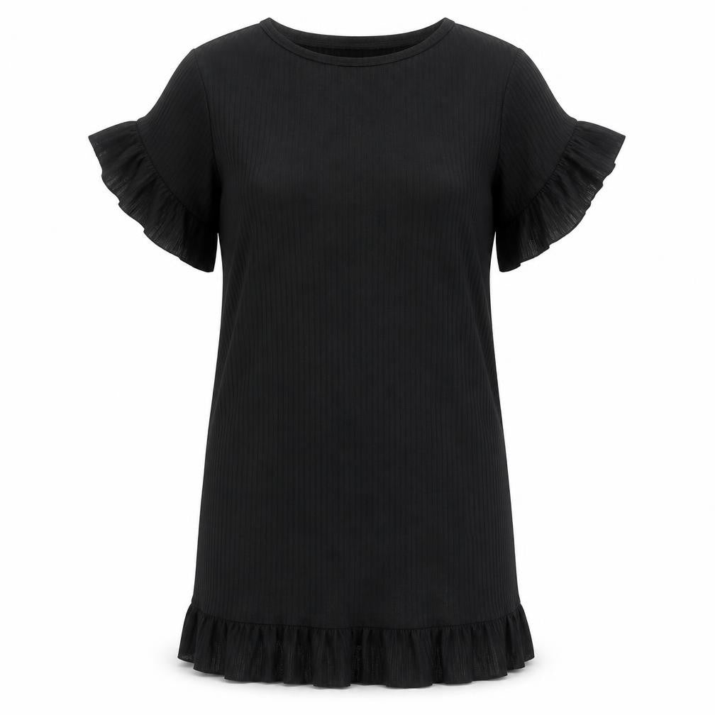 I SAW IT FIRST Womens Black Polyester T-Shirt Dress Size 10 Round Neck Pullover