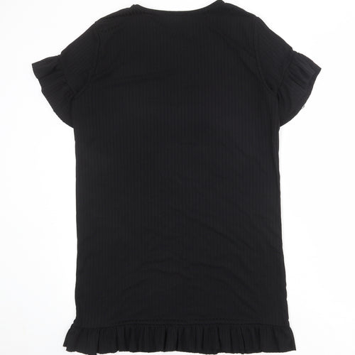 I SAW IT FIRST Womens Black Polyester T-Shirt Dress Size 10 Round Neck Pullover