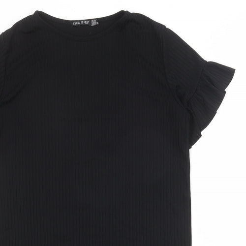 I SAW IT FIRST Womens Black Polyester T-Shirt Dress Size 10 Round Neck Pullover
