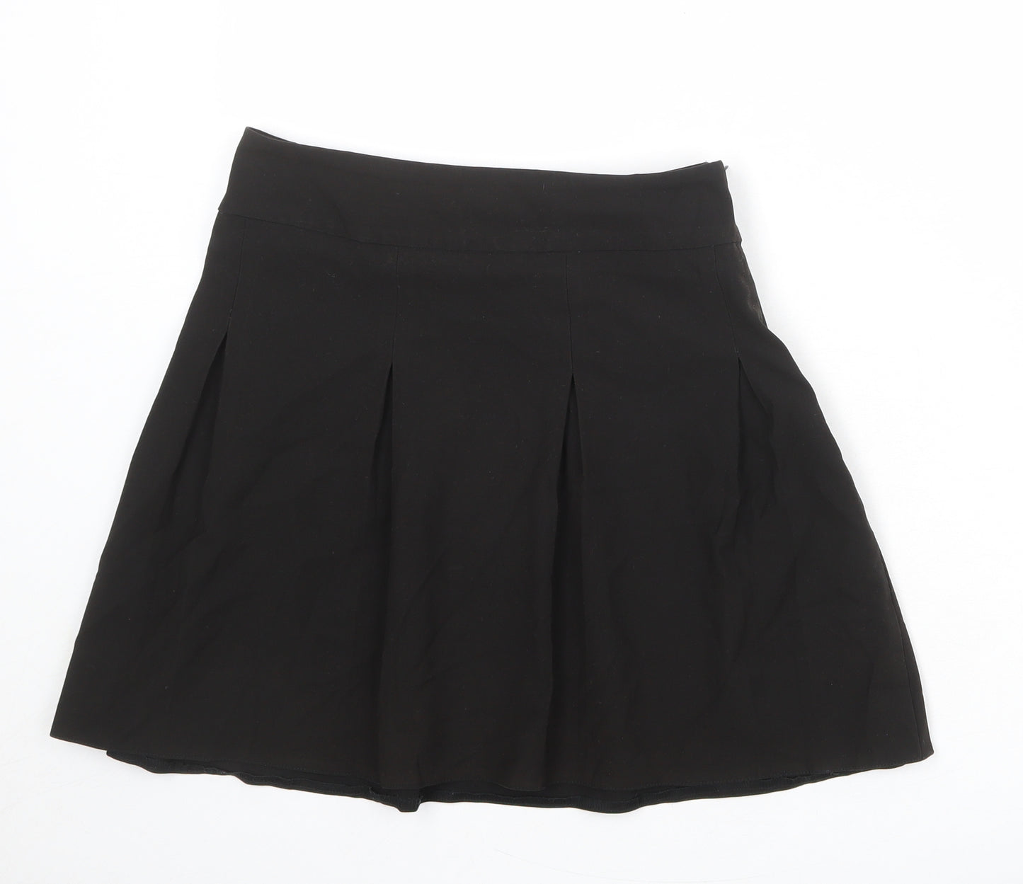 New Look Girls Black Polyester Pleated Skirt Size 14 Years Regular Zip