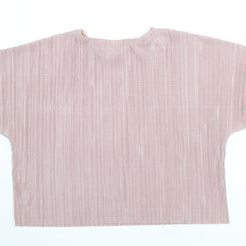 ASOS Womens Pink Geometric Polyester Basic Blouse Size 8 Round Neck