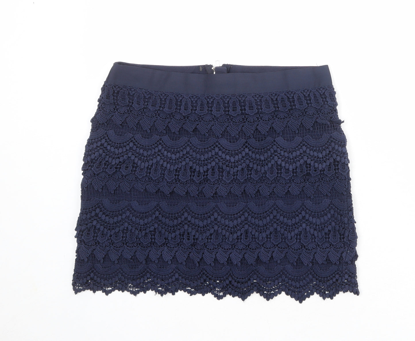 NEXT Womens Blue Cotton A-Line Skirt Size 10 Zip