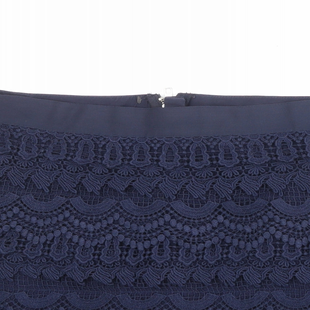 NEXT Womens Blue Cotton A-Line Skirt Size 10 Zip