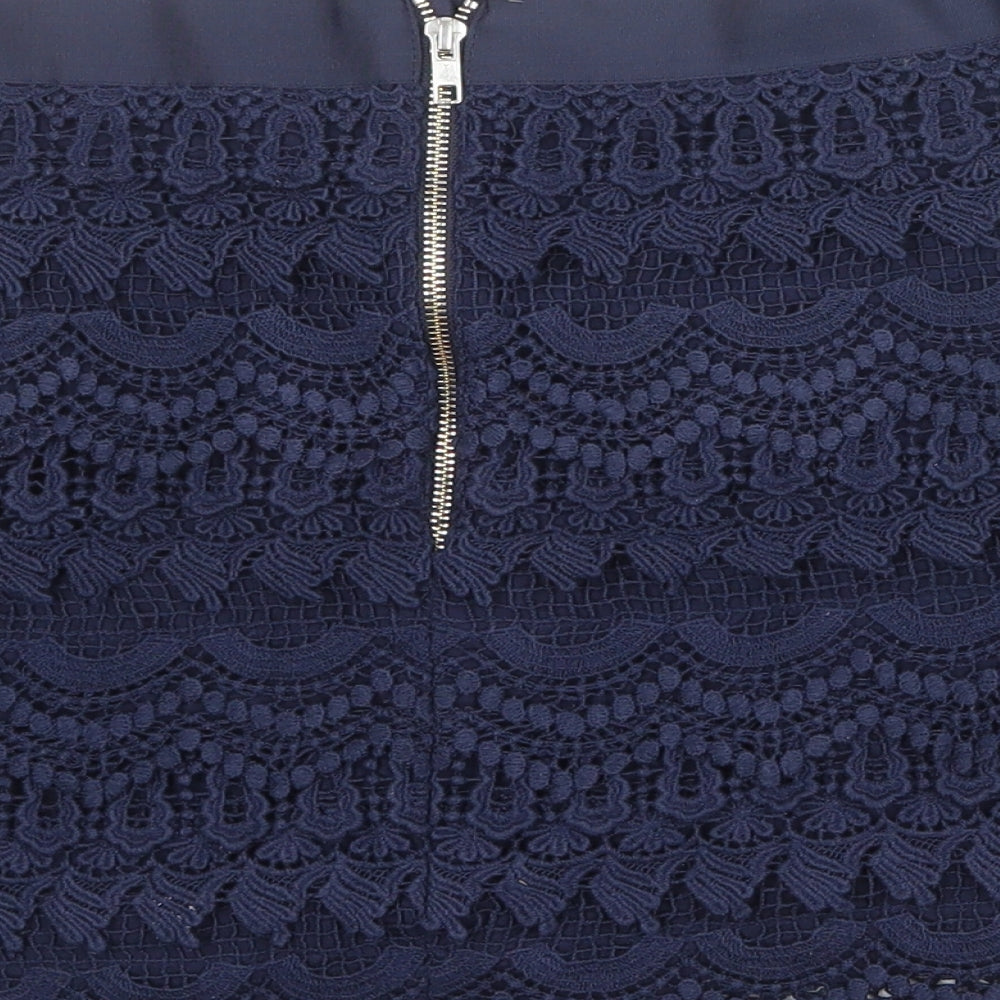 NEXT Womens Blue Cotton A-Line Skirt Size 10 Zip