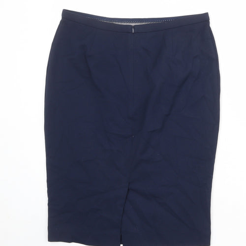 Marks and Spencer Womens Blue Polyester A-Line Skirt Size 12 Zip