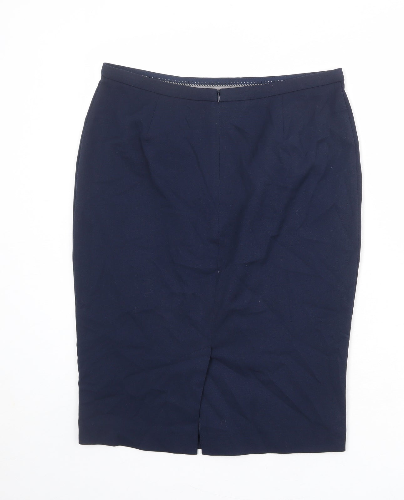 Marks and Spencer Womens Blue Polyester A-Line Skirt Size 12 Zip