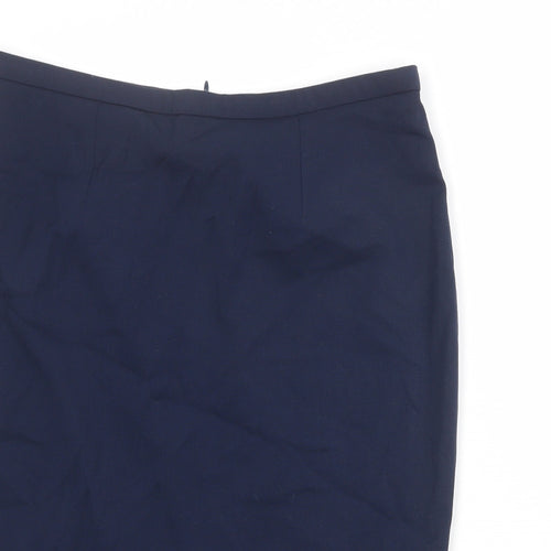 Marks and Spencer Womens Blue Polyester A-Line Skirt Size 12 Zip