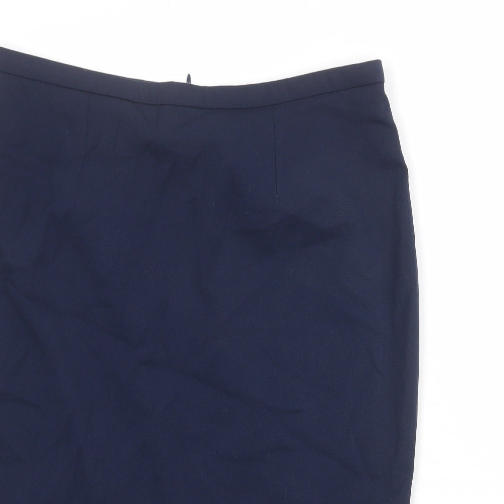 Marks and Spencer Womens Blue Polyester A-Line Skirt Size 12 Zip