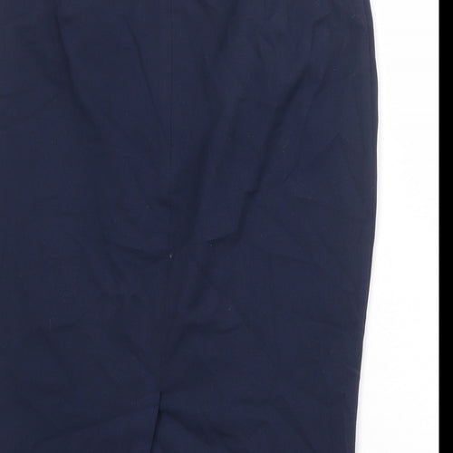 Marks and Spencer Womens Blue Polyester A-Line Skirt Size 12 Zip