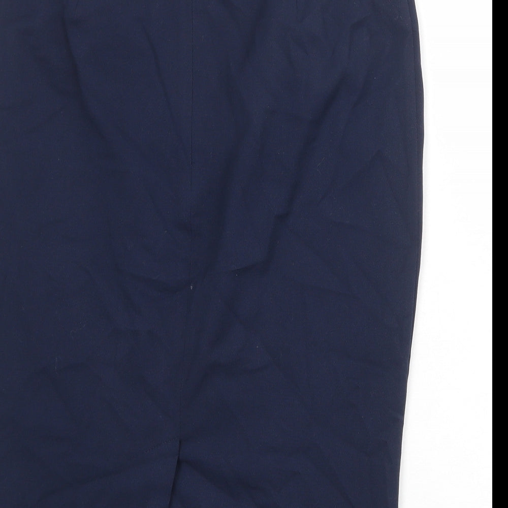 Marks and Spencer Womens Blue Polyester A-Line Skirt Size 12 Zip