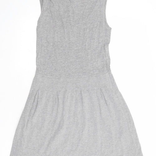 VERO MODA Womens Grey Cotton Tank Dress Size S Round Neck Pullover