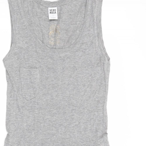 VERO MODA Womens Grey Cotton Tank Dress Size S Round Neck Pullover