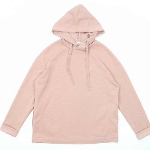 Basic Womens Pink Polyester Pullover Hoodie Size S Pullover
