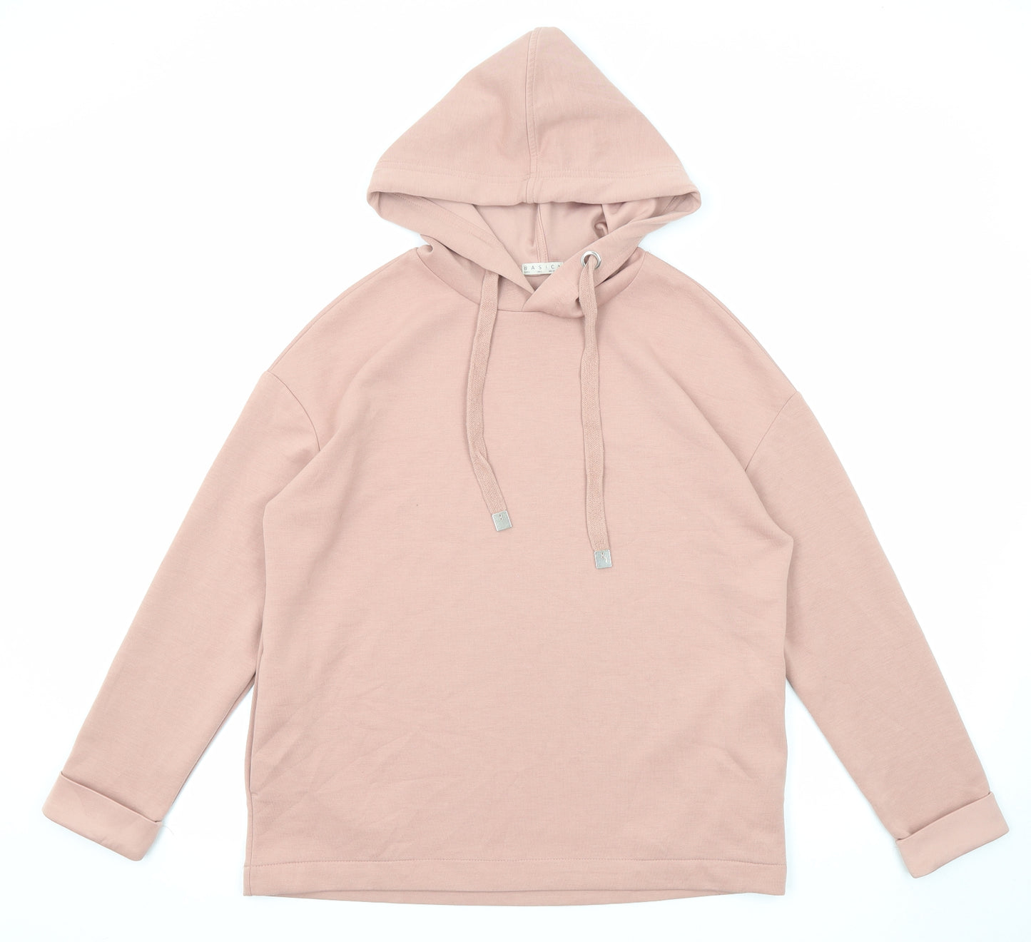 Basic Womens Pink Polyester Pullover Hoodie Size S Pullover
