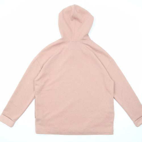Basic Womens Pink Polyester Pullover Hoodie Size S Pullover