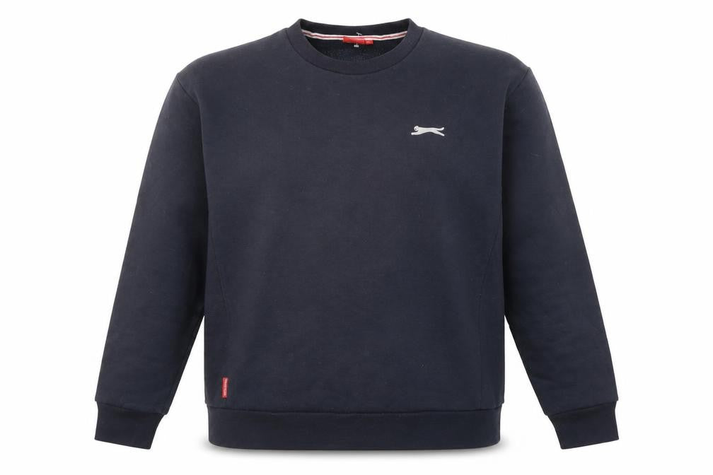 Front view of Slazenger men’s blue polyester pullover sweatshirt, size L