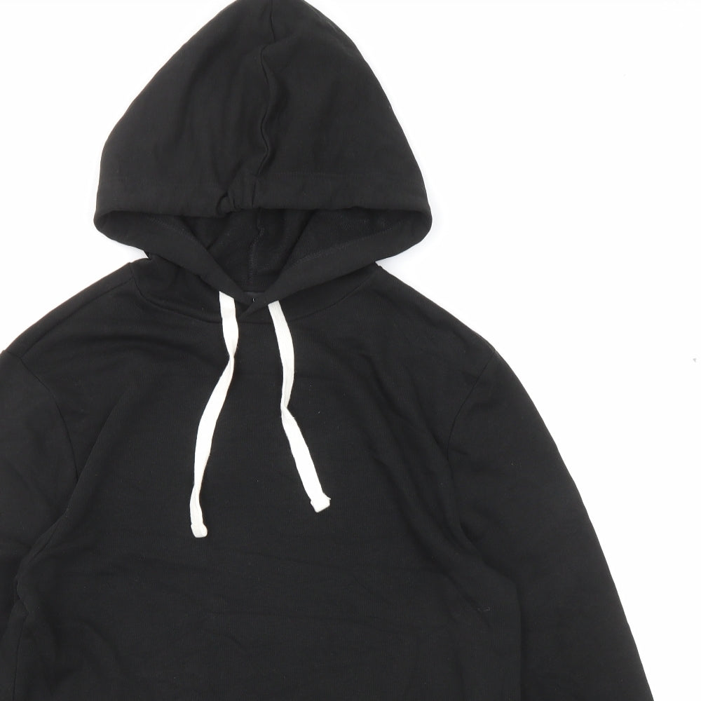 New Look Mens Black Cotton Pullover Hoodie Size S
