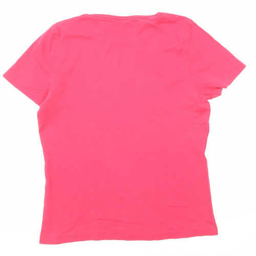 Bonmarché Womens Pink Cotton Basic T-Shirt Size S Round Neck