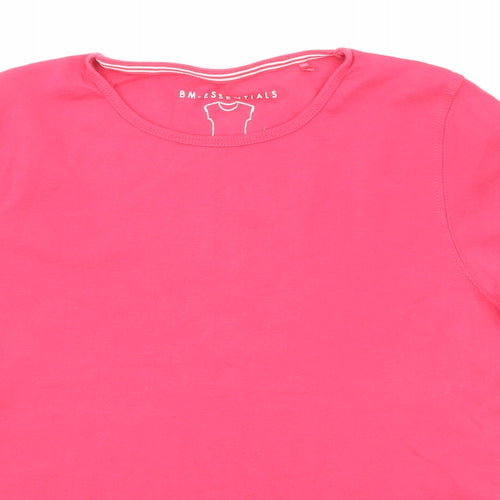 Bonmarché Womens Pink Cotton Basic T-Shirt Size S Round Neck