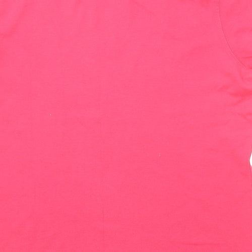 Bonmarché Womens Pink Cotton Basic T-Shirt Size S Round Neck