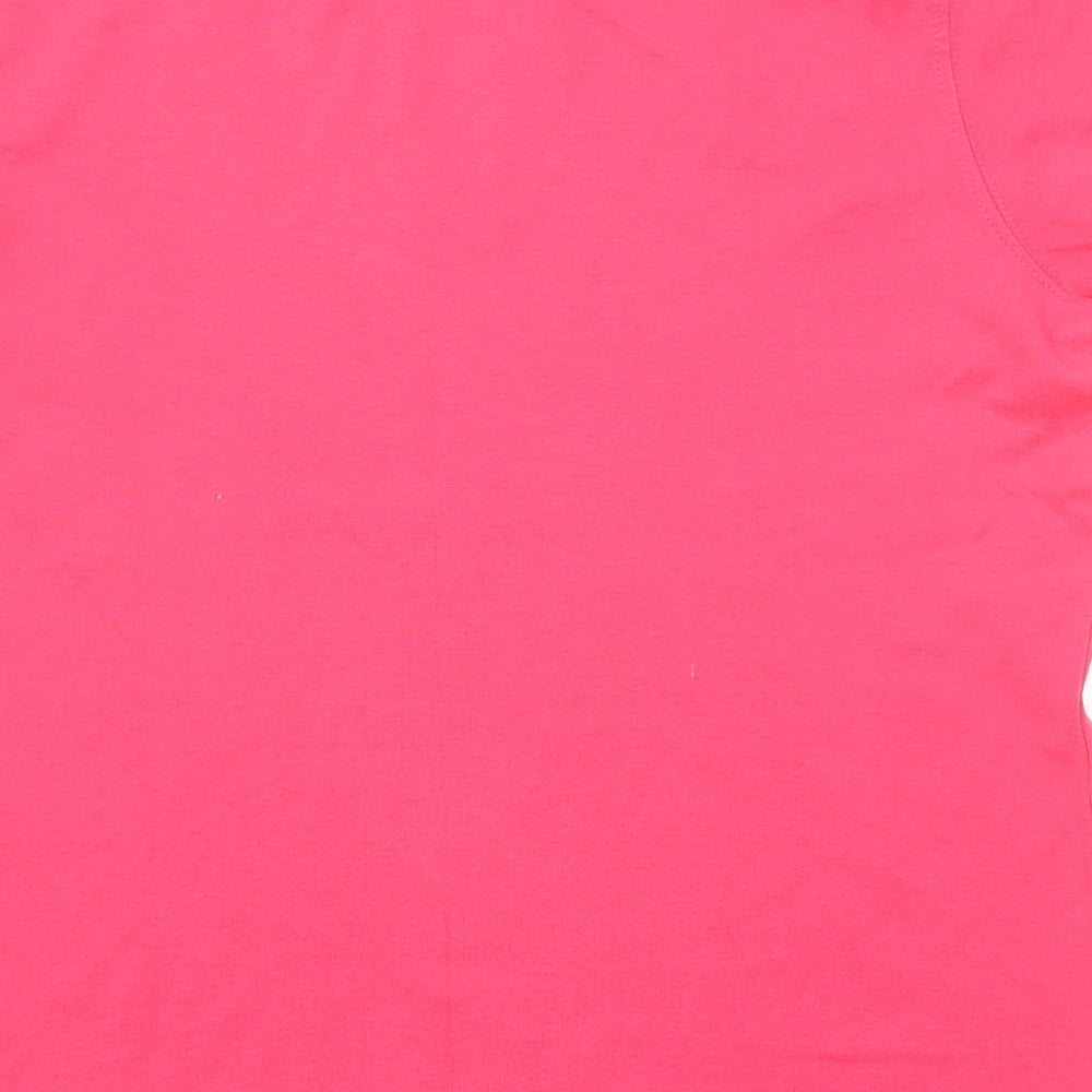 Bonmarché Womens Pink Cotton Basic T-Shirt Size S Round Neck