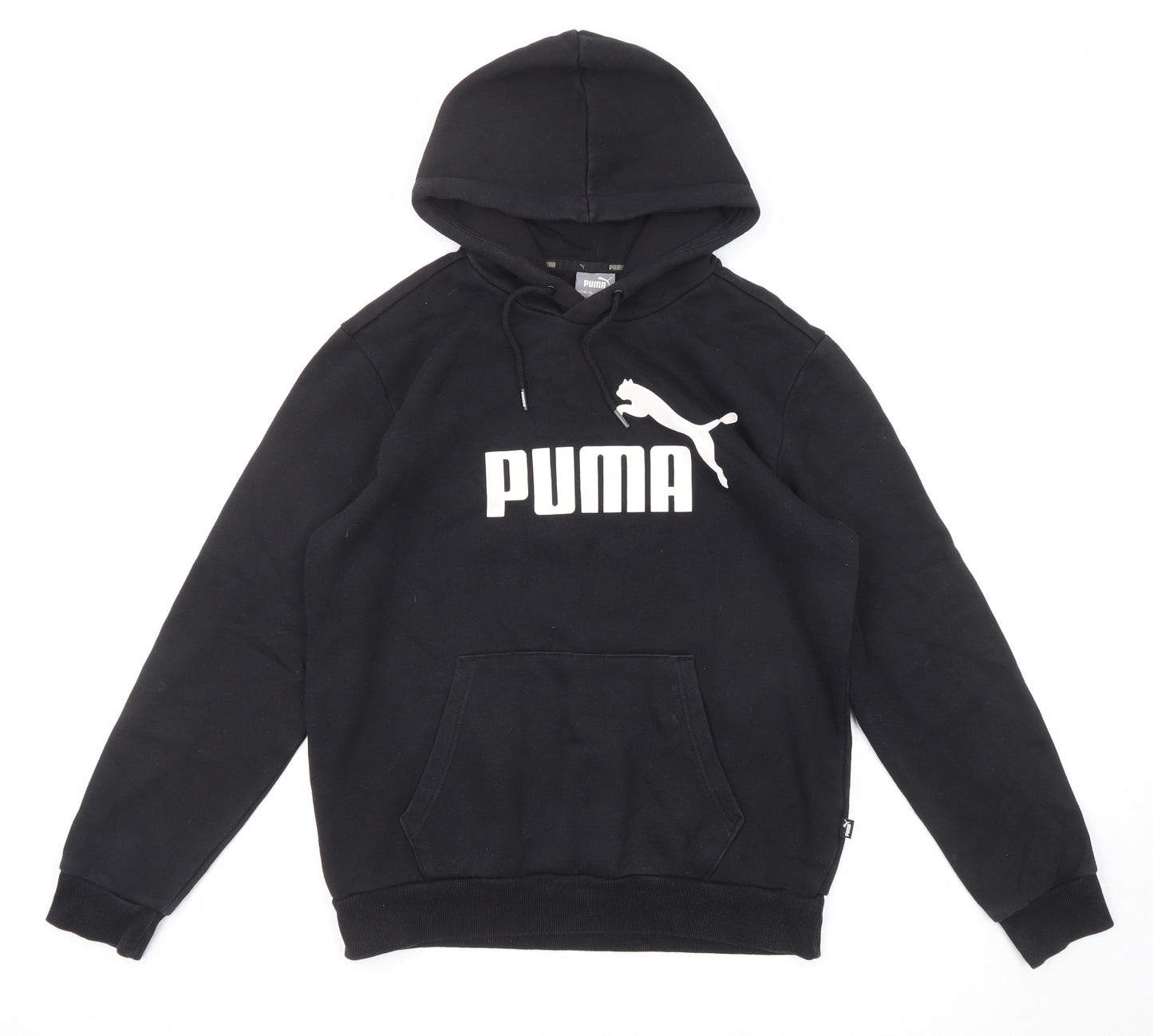 PUMA Mens Black Cotton Pullover Hoodie Size S