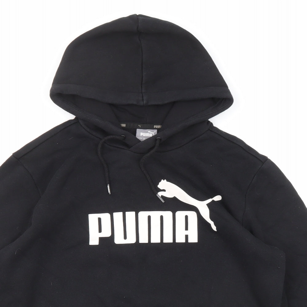 PUMA Mens Black Cotton Pullover Hoodie Size S