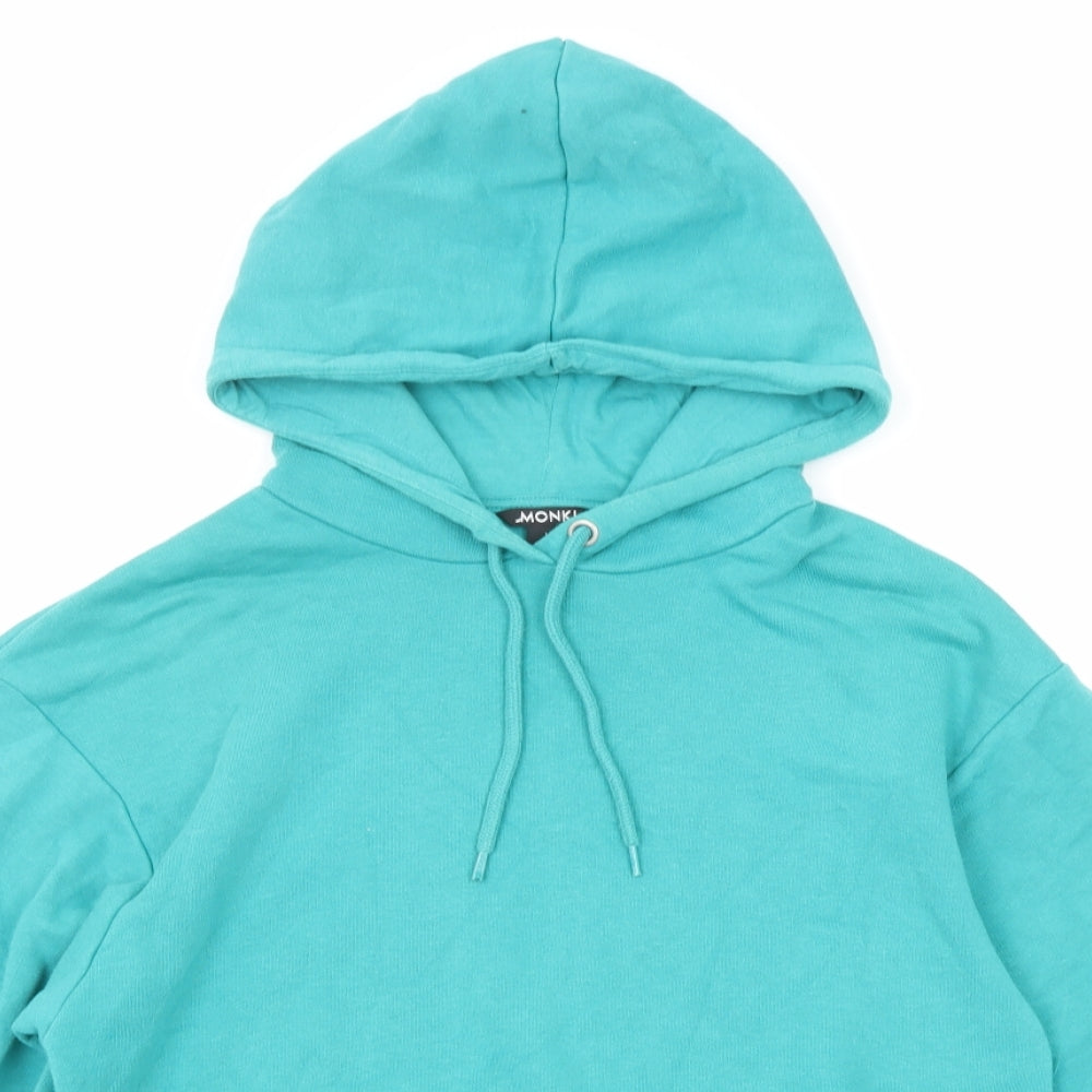 Monki Womens Green Cotton Pullover Hoodie Size XS Pullover
