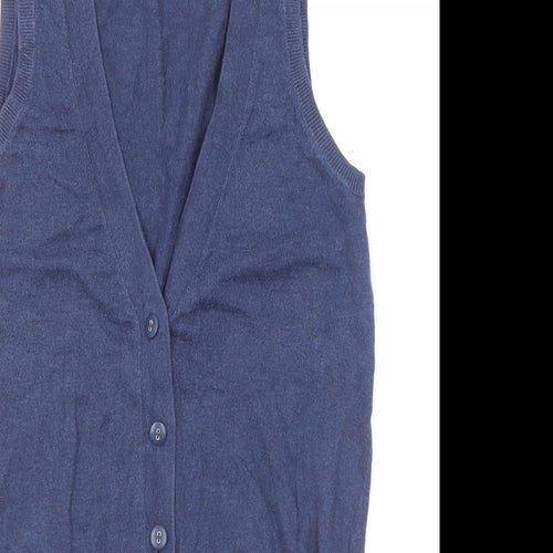 Marks and Spencer Womens Blue V-Neck Cotton Cardigan Jumper Size 10