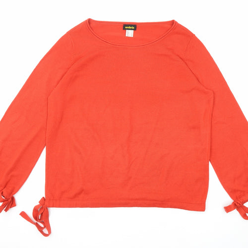 Ambria Womens Red Round Neck Acrylic Pullover Jumper Size 16