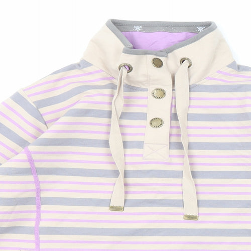 Tayberry Womens Multicoloured Striped Cotton Pullover Sweatshirt Size M Snap
