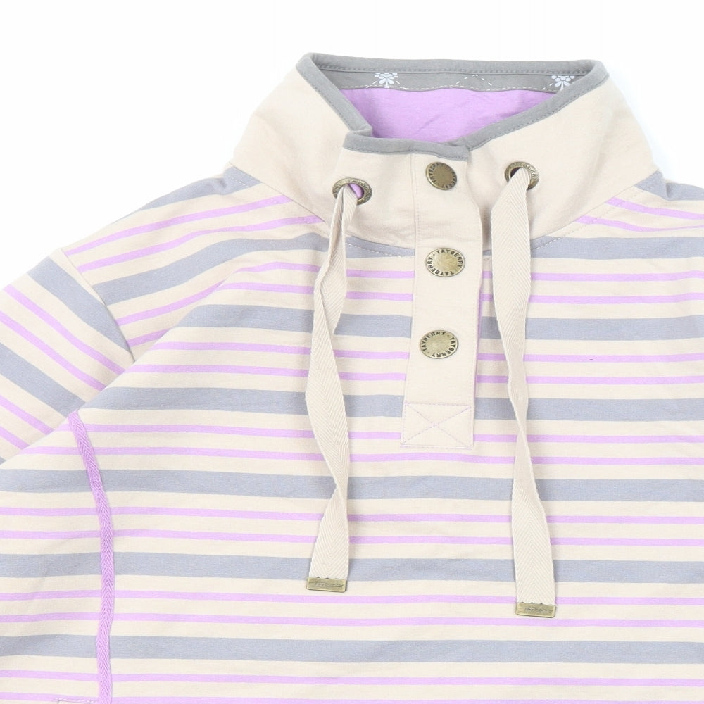 Tayberry Womens Multicoloured Striped Cotton Pullover Sweatshirt Size M Snap