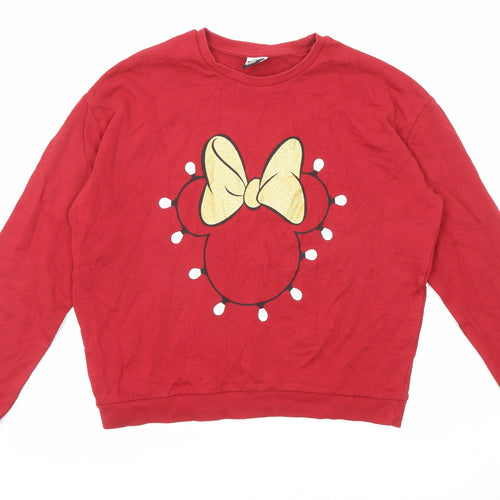 Disney Girls Red Cotton Pullover Sweatshirt Size 13-14 Years Pullover - Minnie Mouse