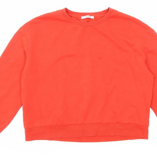 Zara Womens Red Cotton Pullover Sweatshirt Size S Pullover