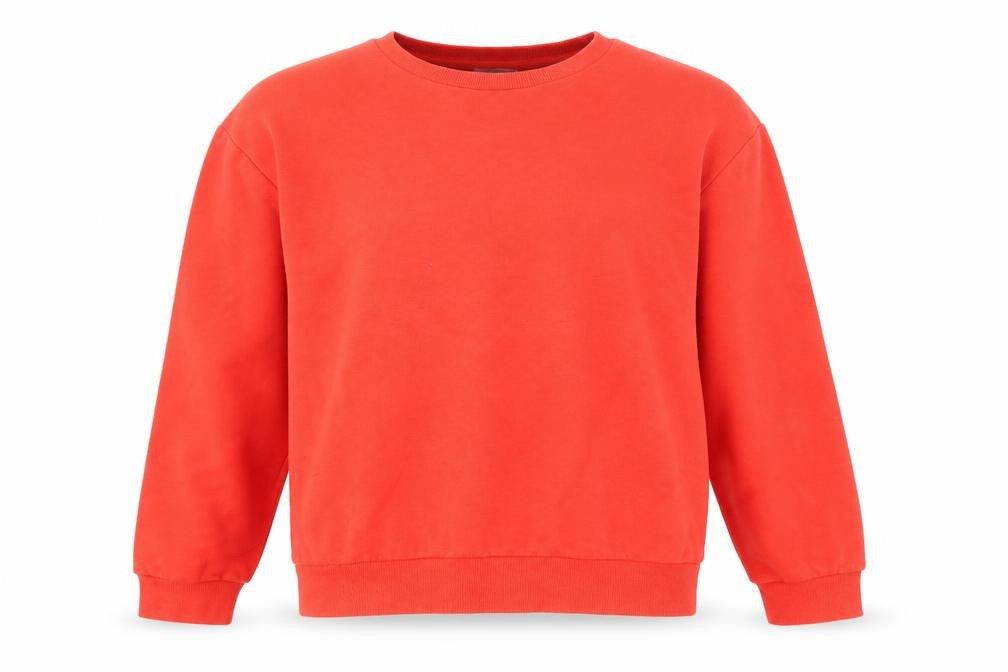 Front view of Zara women’s red cotton pullover sweatshirt, size S, pullover