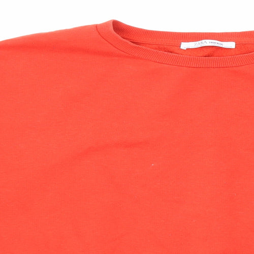 Zara Womens Red Cotton Pullover Sweatshirt Size S Pullover