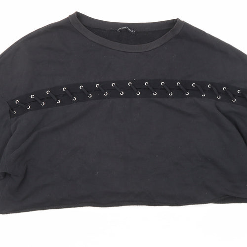 Zara Womens Black Cotton Pullover Sweatshirt Size S Pullover