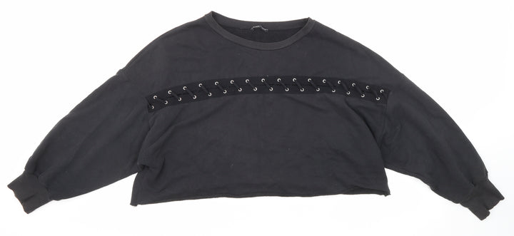 Zara Womens Black Cotton Pullover Sweatshirt Size S Pullover
