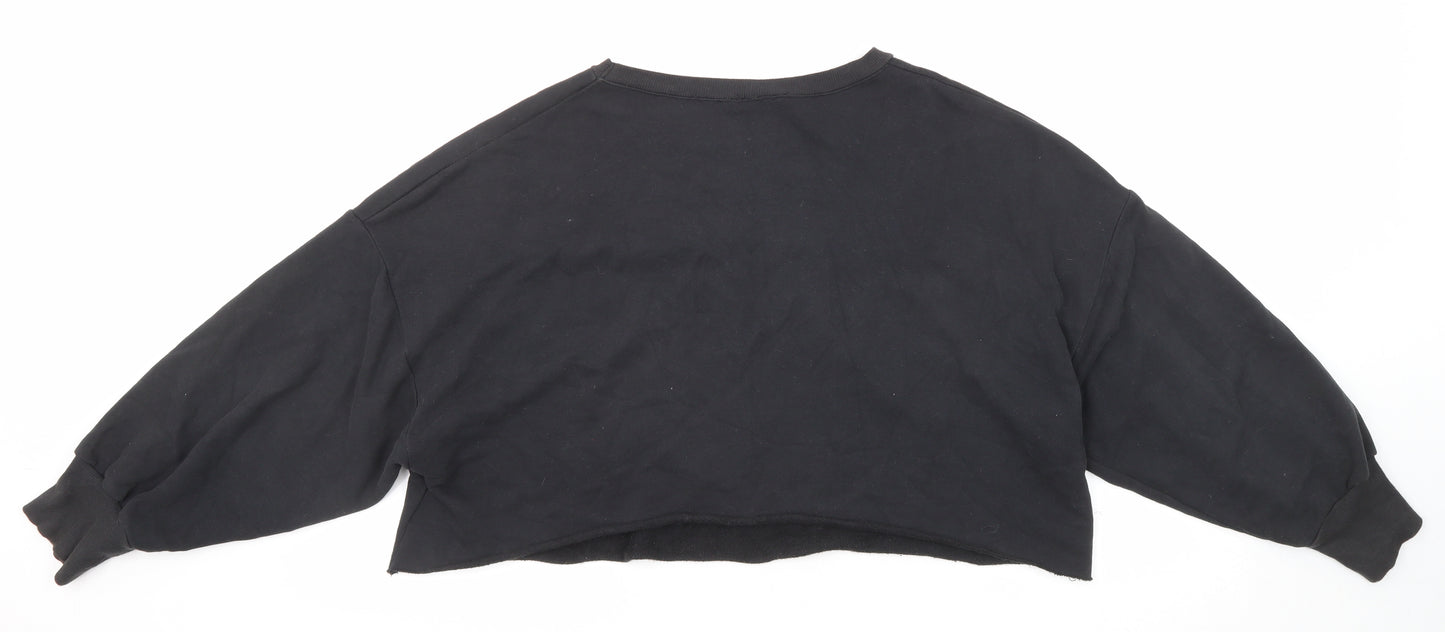 Zara Womens Black Cotton Pullover Sweatshirt Size S Pullover