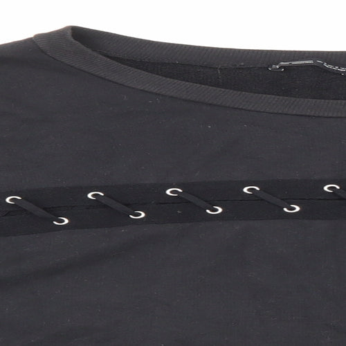 Zara Womens Black Cotton Pullover Sweatshirt Size S Pullover