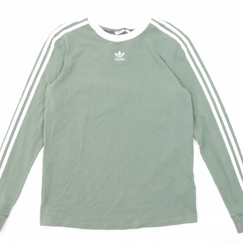 adidas Womens Green Cotton Basic T-Shirt Size 14 Round Neck