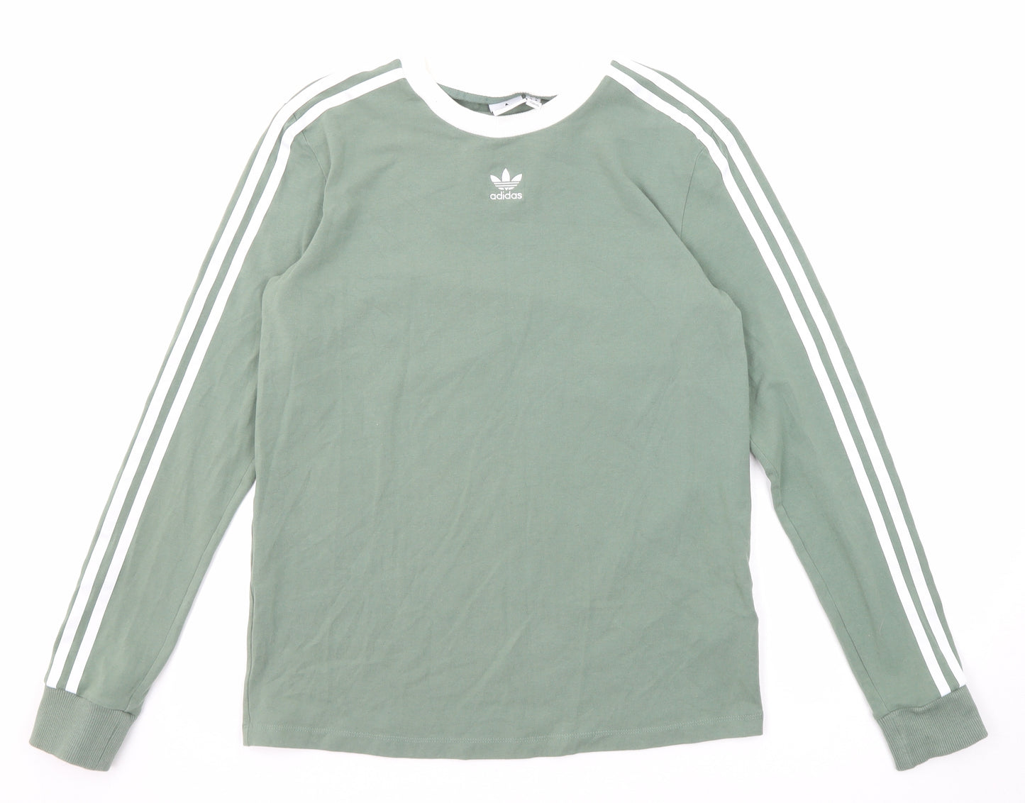adidas Womens Green Cotton Basic T-Shirt Size 14 Round Neck